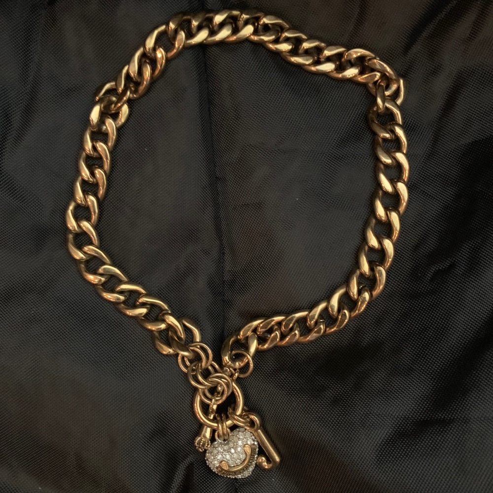 JUICY COUTURE THICK CRYSTAL HEART CHAIN (GOLD)